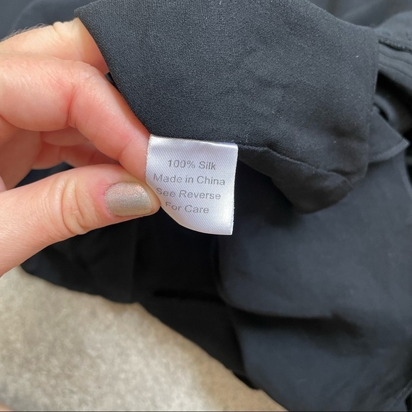 Parker Black Silk Cold Shoulder Flutter Sleeve Dress EUC Size Small - Picture 6 of 9